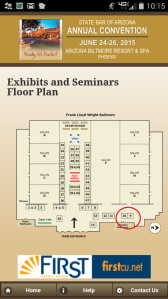 The Arizona Attorney booth is circled in red (Booth # 10!).